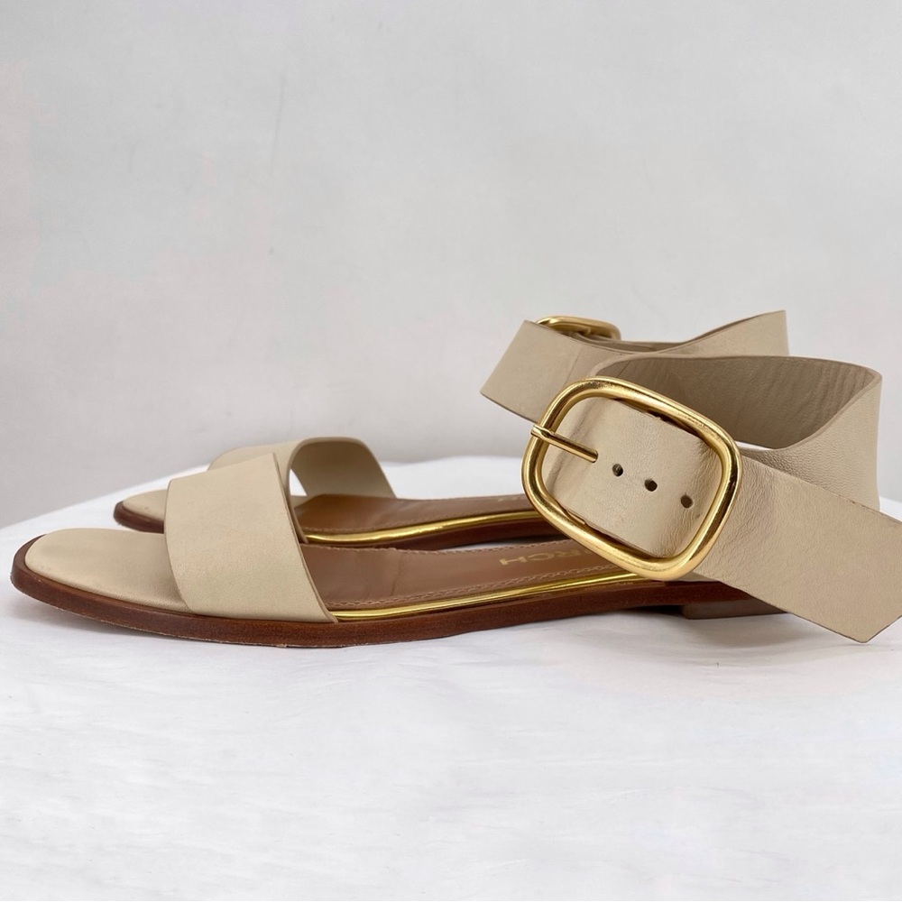 Tory Burch Cream Sandals with Gold Accents